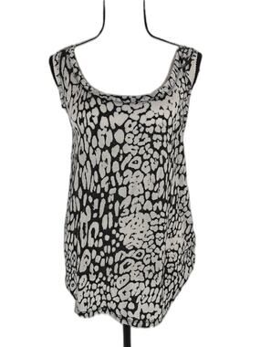 Women's Kenar Sleeveless Knit Tank Top Black White Abstract Print Medium